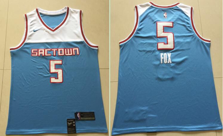 Men Sacramento Kings #5 Fox Light Blue City Edition Game Nike NBA Jerseys->minnesota timberwolves->NBA Jersey